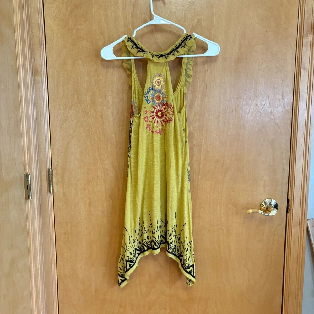 Desigual Yellow Floral Embroidered Racerback Tank Top Size Small - Picture 7 of 7